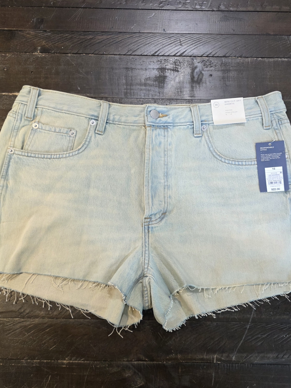 Universal Thread Mini Cut-Off Shorts High Rise Fitted Hip Acid Wash Sz 16 NWT